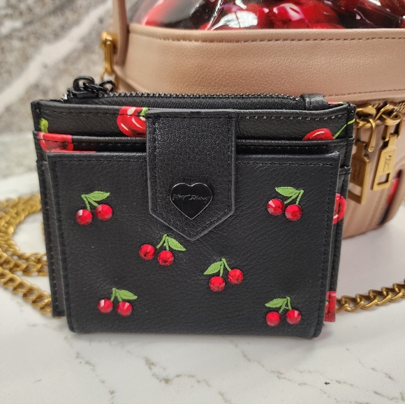 Betsey Johnson Mon Cherry Novelty Crossbody Bag and Card Holder Wallet - Picture 9 of 10